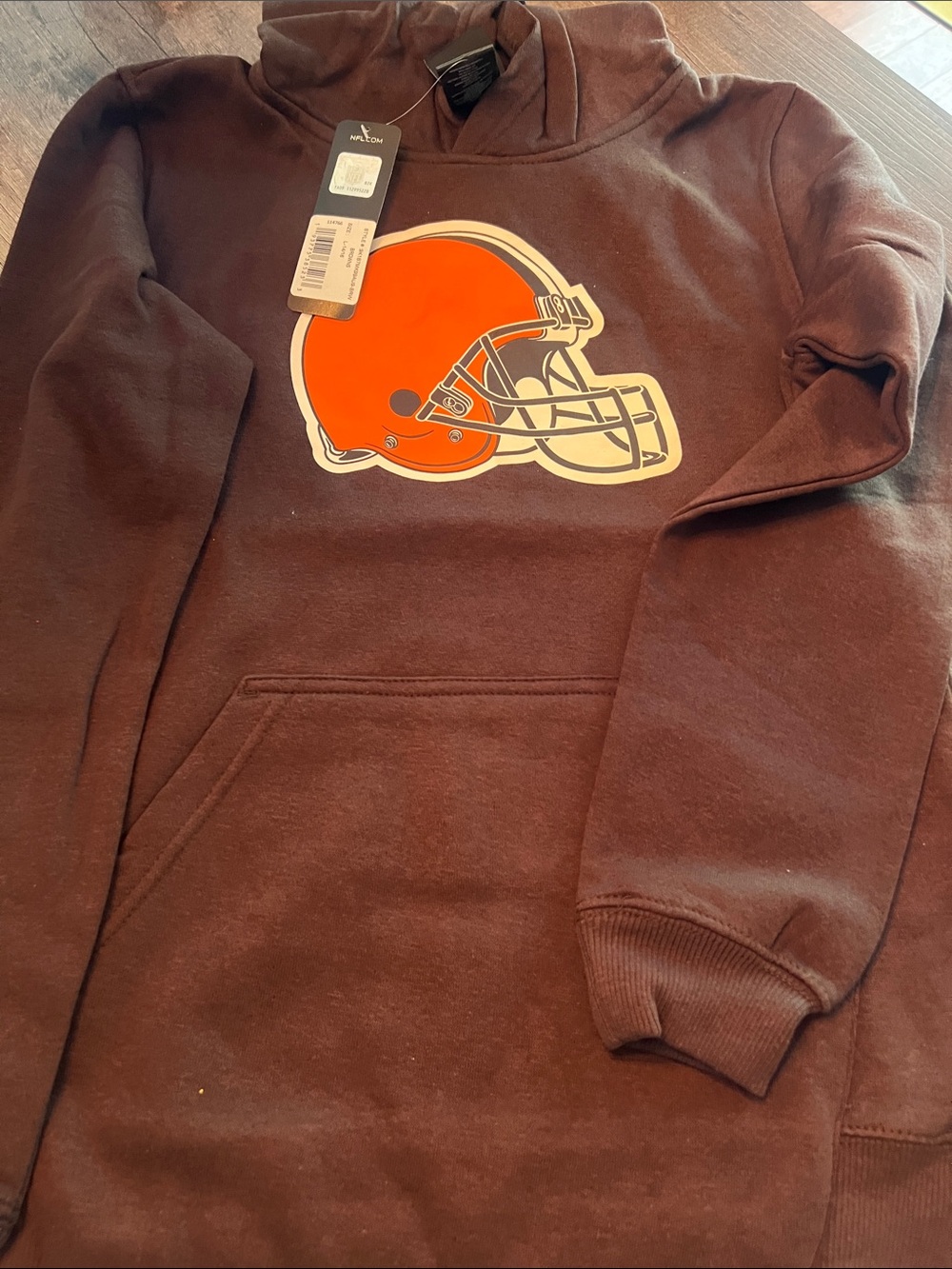 NFL Brown Pullover Hoodie with Orange Helmet Graphic